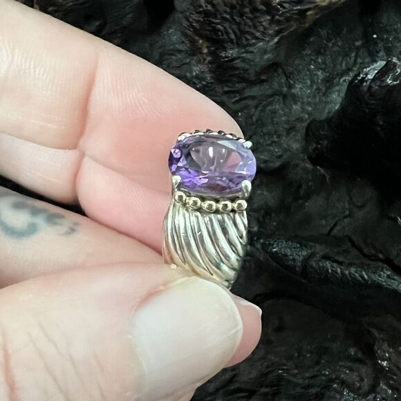 Vintage Clyde Duneier 1.87 ct Oval Amethyst Ring Size 6.5 CID 14K 925 - Picture 9 of 15